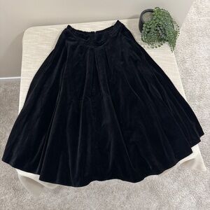 Vintage Black Velvet Midi Skirt Full Skirt A Line Size 12